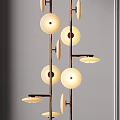 Modern Chandelier With Multiple Round Light Shades And Metal Frame Structure 3d model