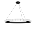 Modern Circular Pendant Light With White Shade And Black Frame Design 3d model
