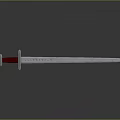 Silver Decorative Sword with Intricate Metal Blade and Red Hilt on Dark Background