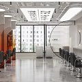 Spacious Modern Hair Salon Interior With Barber Chairs Large Windows And Mirrors