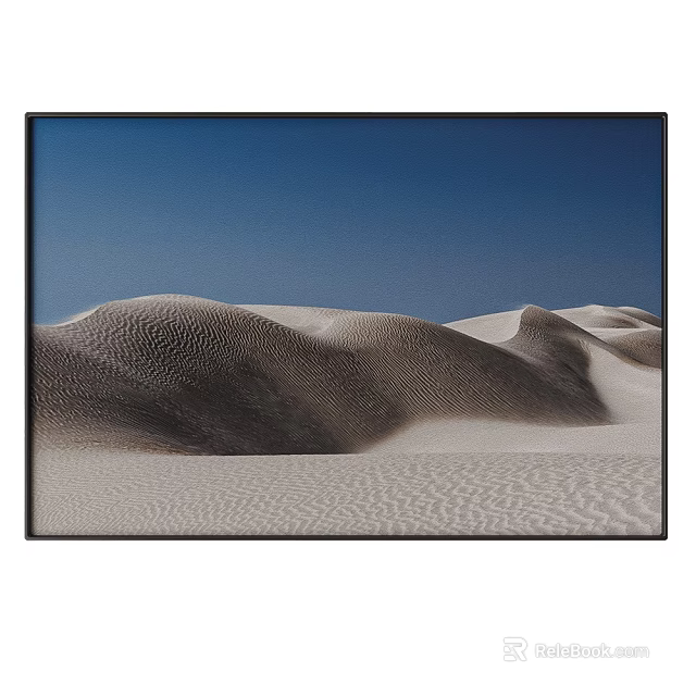 Desert Landscape Painting with Rolling Sand Dunes and Clear Blue Sky 3d model 
