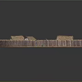 Ancient Circular Village Model With Wooden Fence Thatched Roof Huts And Central Open Area