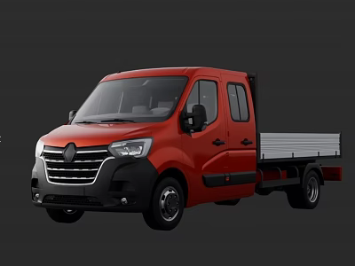 Red Double Cab Truck With Flatbed Cargo Area Modern Exterior Design And Black Accents 3d model