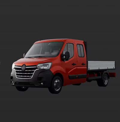 Red Double Cab Truck With Flatbed Cargo Area Modern Exterior Design And Black Accents 3d model