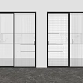 Elegant Modern Sliding Doors Featuring Metal Frames And Grid Patterns In Interior Design 3d model