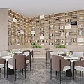 Light Luxury Modern Sales Office Lounge With Full Wall Bookshelf And Elegant Comfortable Seats