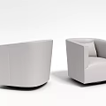 Modern Elegant White Leather Single Sofa Two Swivel Design Living Room Decor 3d model