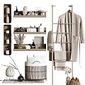 Efficient Daily Washing Essentials Storage With Bathroom Shelves Towels And Soap