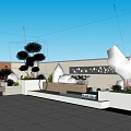 Roof Garden Landscape Design With Lush Trees Colorful Bushes Water Feature And Seating Area