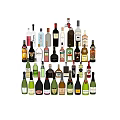 Modern red wine and foreign wine combination 3d model