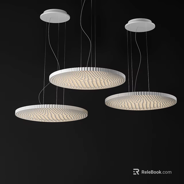 Elegant Round Pendant Lights With Intricate Mesh Design And Soft Lighting 3d model