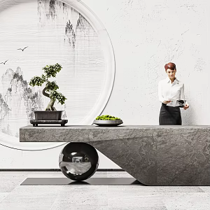 Modern reception desk 3d model