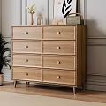 Simple solid wood eight-drawer cabinet 3d model