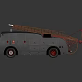 Vintage Fire Truck With Red And Gray Body Ladder On Top And Red Wheels