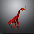 Vibrant Red Dinosaur Creature With Long Tail In Dynamic 3D Rendered Pose On Reflective Surface 3d model
