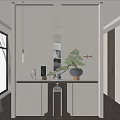 New Chinese-style Entrance Log Partition Entrance 3d model