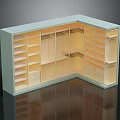 White Corner Wardrobe Interior With Multiple Compartments Drawers And Hanging Rods