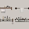 Stylish Bathroom Accessories Wall Mounted Shelves Towel Bars With Toiletries And Towels