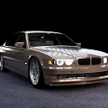 Silver Sedan Car with Classic Design and Alloy Wheels on Dark Background