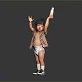 Cute Child Wearing Leopard Print Shirt White Diaper Holding Milk Bottle on Grey Background