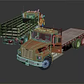 Orange Utility Flatbed And Stake Bed Trucks For Commercial Cargo Transport