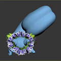 Cute 3D Blue Squirrel Character Wearing Purple And Pink Flower Crown