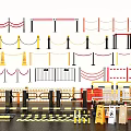 Various Road Facilities Including Traffic Barriers Warning Signs Traffic Cones And Reflective Strips