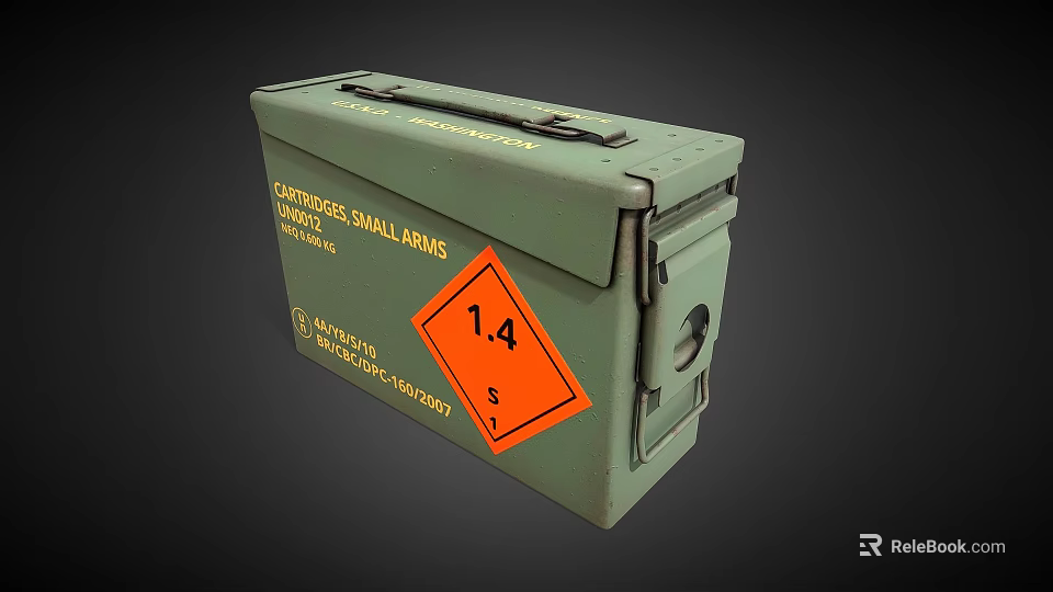 Vintage Green Metal Storage Box By Wickens Manufacturing UK With 1.4 Orange Label 3d model 