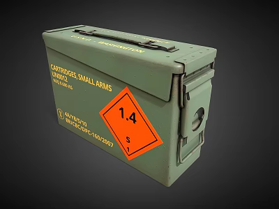 Vintage Green Metal Storage Box By Wickens Manufacturing UK With 1.4 Orange Label 3d model