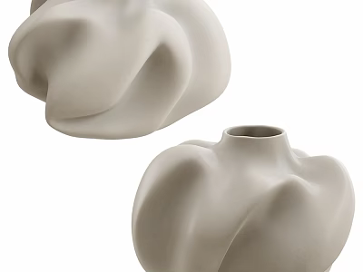 Modern Beige Ceramic Vases With Unique Twisted Textured Design For Home Decor 3d model