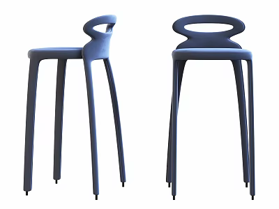 Blue Modern Bar Stools Design With Ring Shaped Backrest And Slender Legs 3d model