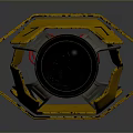 Yellow Computer Hardware Component Featuring Circular Fan And Number 7 Mechanical Design