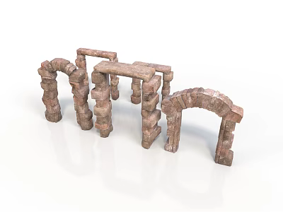 3D Rendered Decorative Stone Arch Structures With Various Architectural Designs 3d model