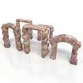 3D Rendered Decorative Stone Arch Structures With Various Architectural Designs