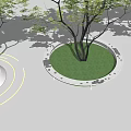 Innovative Tree Pit Designs Featuring Stone Edges Yellow Seating And Grass Paving 3d model