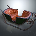 Playground Equipment Green Copper Sleigh Featuring Metal Frame And Curved Decorative Armrests