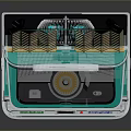 Retro AM FM Radio With Elite Blue Silver Metallic Mesh Front And Wheels Design