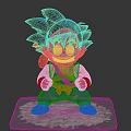 Dragon Ball Goku 3D Character Model With Purple Outfit Blue Sash And Black Spiky Hair