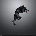 Fantasy Wolf Like Creature With Black Fur Red Ears Open Mouth Aggressive Stance 3D Design