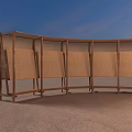 Wooden Room Divider With Multiple Panels In Desert Landscape Under Blue Sky