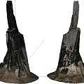 Natural Weathered Wooden Stumps With Stone Base And Rustic Texture Details