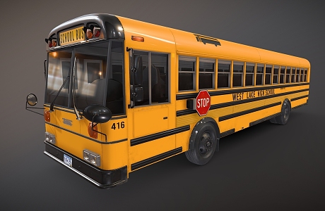 Traffic car school bus retro school bus 3d model