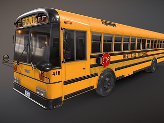 Traffic car school bus retro school bus 3d model