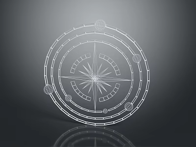 Decorative Circular Household Decor With Radial Lines And Ornamental Elements 3d model