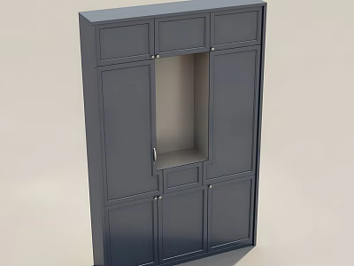 Modern Dark Blue Wardrobe Design With Paneled Doors Drawer Compartments And Storage Space 3d model
