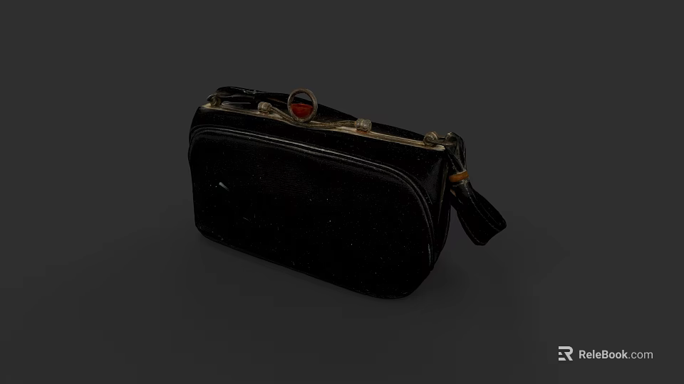 Black Box Bag Featuring Metallic Hardware Red Accent And Tassel Detail Design 3d model 