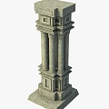 Classical Stone Column With Ornate Base Textured Surface And Architectural Details 3d model
