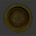 Vintage Brass Circular Basin With Textured Surface As Daily Household Item