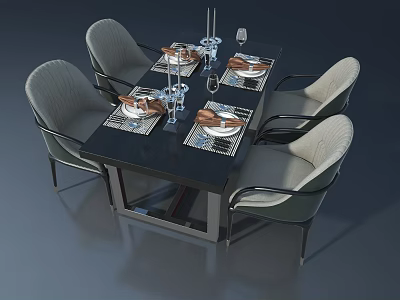 Sliding Door Design In Modern Dining Room With Black Table And Chairs 3d model