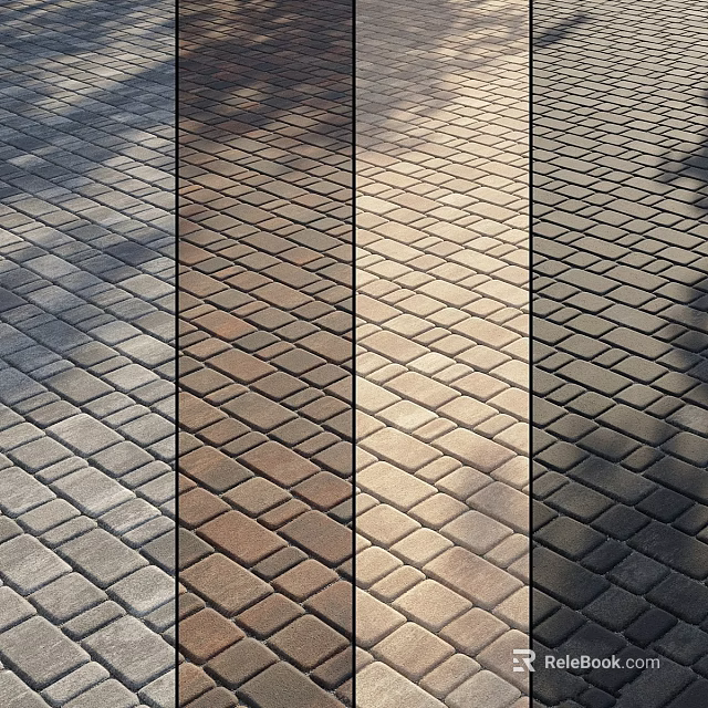 Different Colored Paved Ground With Diamond Tile Patterns And Various Shades 3d model 